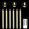 Chamvis Flickering Ivory Flameless LED Battery Operated Taper Plastic Candles 3D Wick Lights 6PK with Remote Control with Timer for Home Decor Hallowe