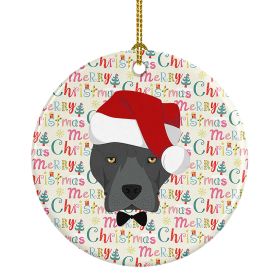 NEW Staffordshire Bull Terrier Merry Christmas Ceramic Ornament Christmas Tree Hanging Decorations for Home Christmas Holiday, Party, Gift, 3 in