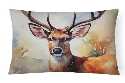 NEW Watercolor Wildlife Throw Pillow Throw Pillow for Indoor Couch Bed Outdoor Patio Washable, Deer 2902,12Hx16W