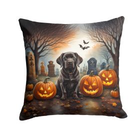 Chocolate Labrador Retriever Spooky Halloween Throw Pillow Machine Washable, Indoor Outdoor Decorative Pillow for Couch, Bed or Patio, 14Hx14W