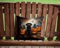 Chocolate Labrador Retriever Spooky Halloween Throw Pillow Machine Washable, Indoor Outdoor Decorative Pillow for Couch, Bed or Patio, 14Hx14W